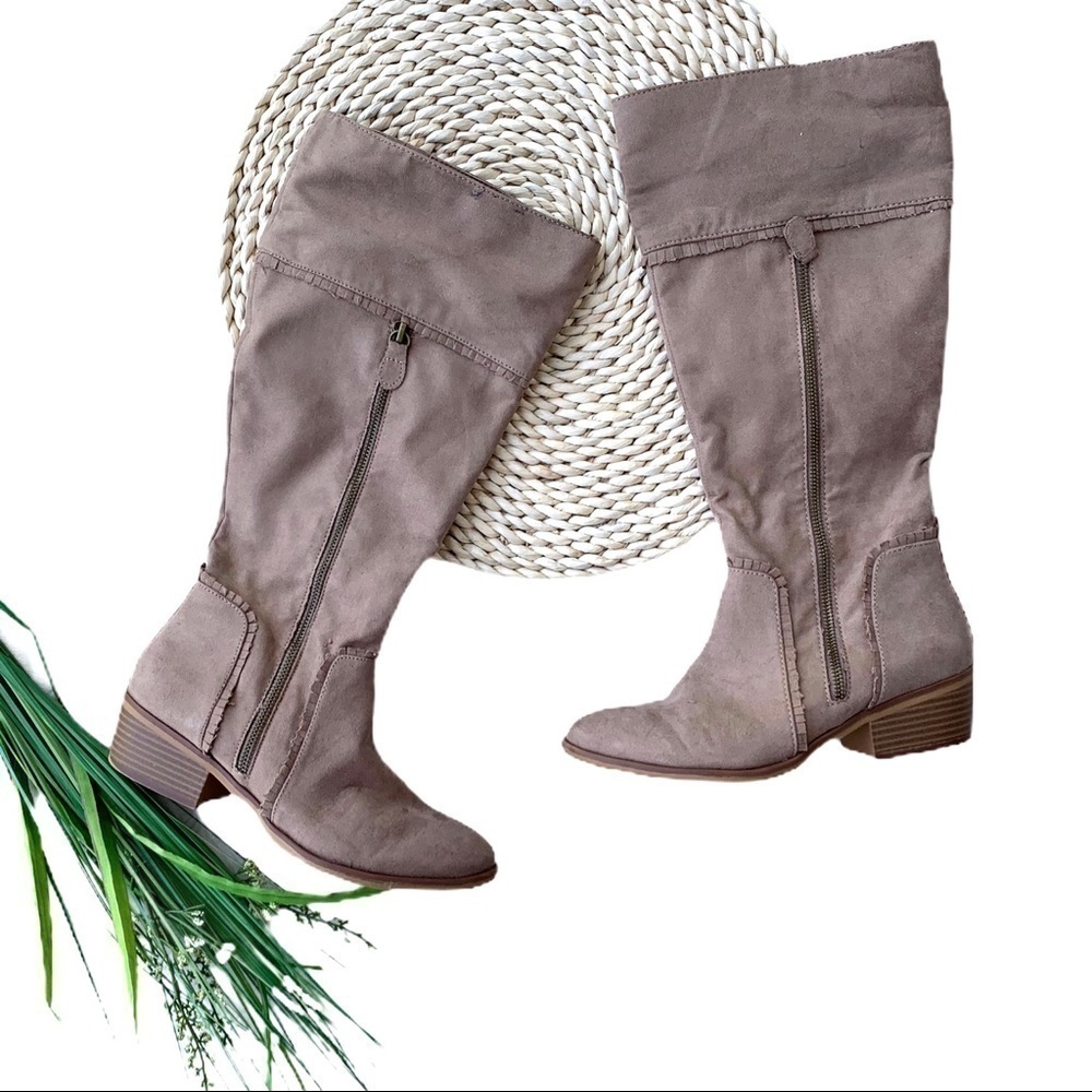 Mia Tall Dax Ruffled Almond Toe Calf Zip Up Riding Boots Women’s Size 7